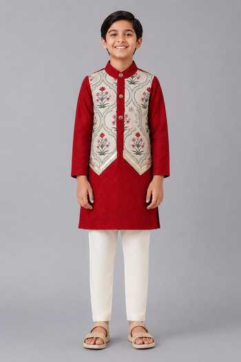 The Little Tales Mughal Print Kurta & Pyjama Set 
