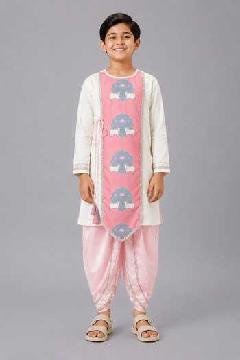 The Little Tales Cow Print Kurta & Dhoti Pant Set 