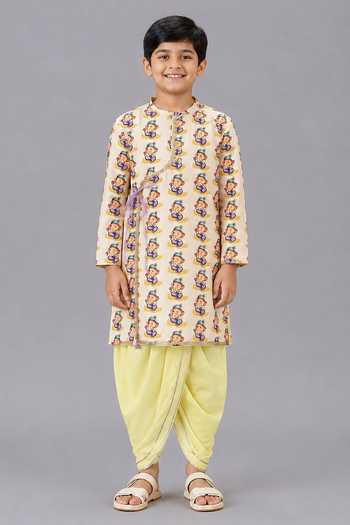 The Little Tales Ganpati Print Kurta & Dhoti Pant Set 