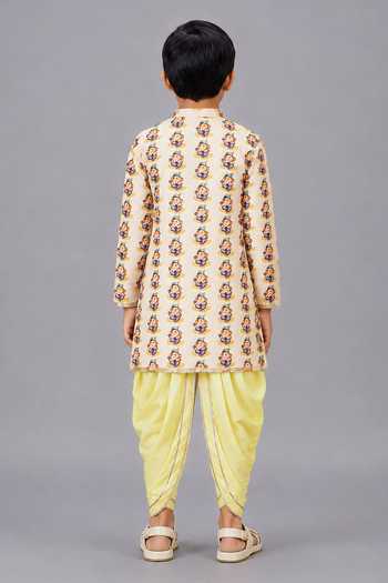 The Little Tales Ganpati Print Kurta & Dhoti Pant Set 