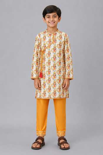 The Little Tales Durga Ji Print Kurta & Pyjama Set 