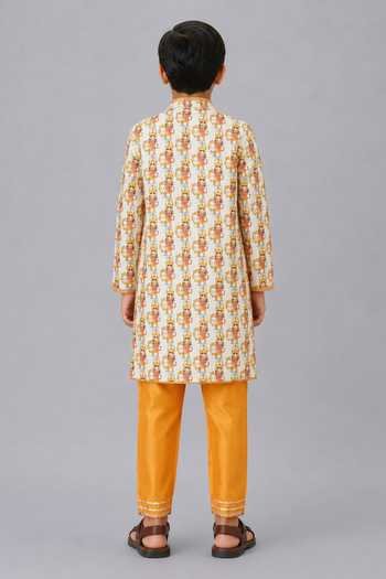 The Little Tales Durga Ji Print Kurta & Pyjama Set 