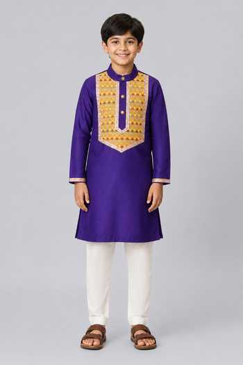 The Little Tales Embroidered Yoke Kurta With Pyjama 