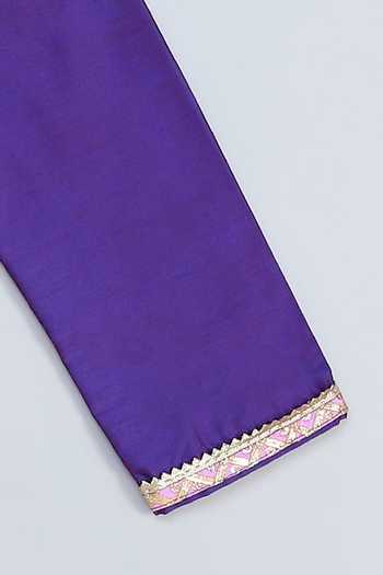 The Little Tales_Purple Silk, Cotton Embroidered Yoke Kurta With Pyjama _at_Aza_Fashions
