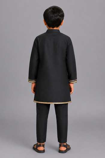 The Little Tales Floral Embroidered Yoke Kurta Pyjama Set 