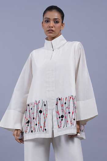 Taika By Poonam Bhagat Ribbons Border Embroidered Top