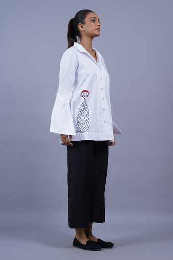 Buy Taika By Poonam Bhagat White Cotton Collared Neck Puppet Placement Embroidered Top Online at Aza Fashions Buy_Taika By Poonam Bhagat_White Cotton Collared Neck Puppet Placement Embroidered Top _Online_at_Aza_Fashions