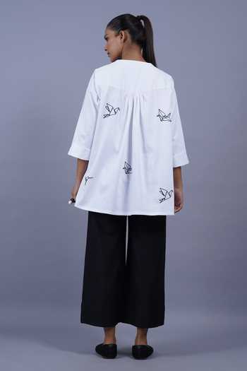 Taika By Poonam Bhagat Origami Embroidered Short Top