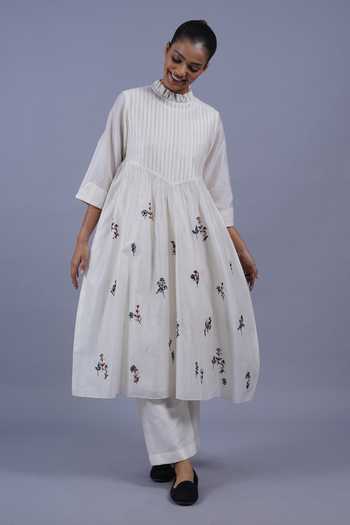 Taika By Poonam Bhagat Garden Pintuck Embroidered Kurta & Pant Set