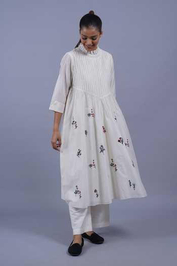 Taika By Poonam Bhagat Garden Pintuck Embroidered Kurta & Pant Set