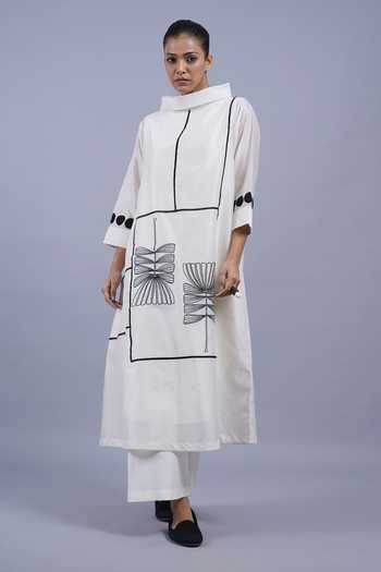 Taika By Poonam Bhagat Tulips Embroidered Kurta & Pant Set
