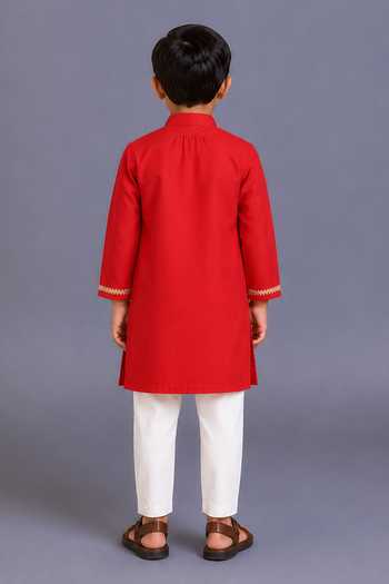 The Little Tales Attached Brocade Jacket Kurta Set 