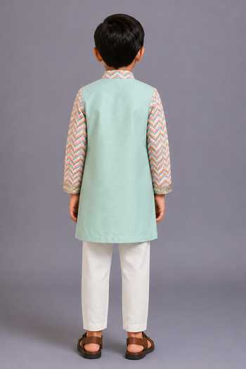 The Little Tales Attached Printed Panel Kurta & Pyjama Set 