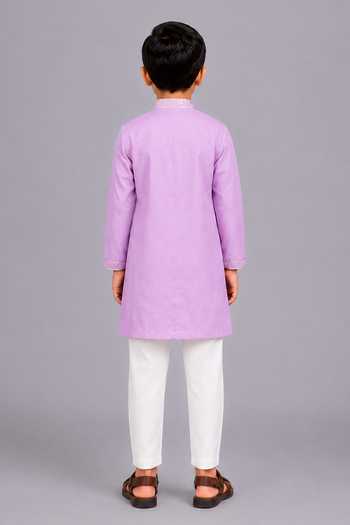 The Little Tales Pastel Purple Attached Jacket Kurta Set 