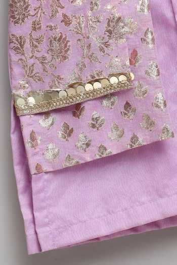 Buy The Little Tales Purple Silk, Cotton Pastel Attached Jacket Kurta Set Buy_The Little Tales_Purple Silk, Cotton Pastel Attached Jacket Kurta Set