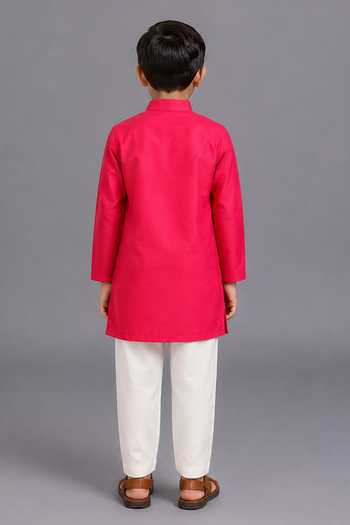 The Little Tales Attached Woven Jacket Kurta & Pyjama Set 