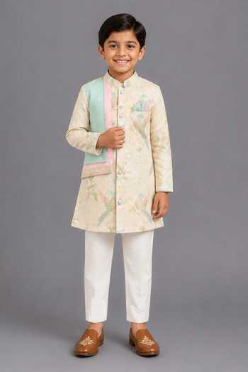 The Little Tales Parrot Print Kurta & Pyjama Set 