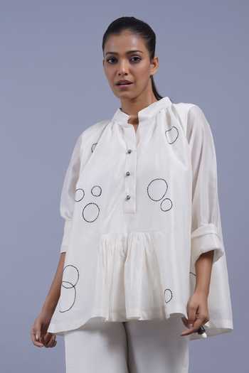 Taika By Poonam Bhagat Discs Embroidered Short Top