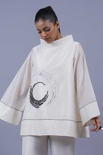Taika By Poonam Bhagat Crescent Placement Embroidered Top