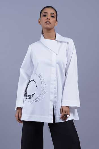 Taika By Poonam Bhagat Crescent Moon Placement Embroidered Top
