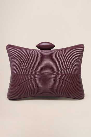 Ampm_Burgundy Reis Textured Bag _at_Aza_Fashions