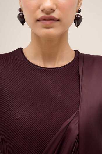 Ampm Burgundy Silk Ila Saree Gown at Aza Fashions Ampm_Burgundy Silk Ila Saree Gown _at_Aza_Fashions