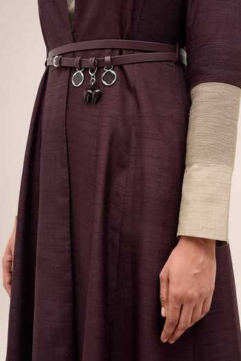 Ampm Burgundy Raw Silk Mandarin Collar Zahra Panelled Jacket And Pant Set Online at Aza Fashions Ampm_Burgundy Raw Silk Mandarin Collar Zahra Panelled Jacket And Pant Set _Online_at_Aza_Fashions