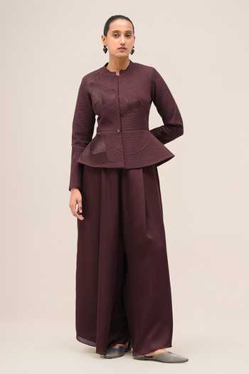 Ampm Valla Peplum Hem Jacket & Palazzo Set 