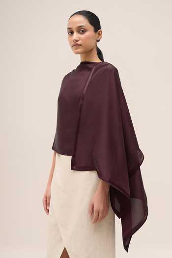 Buy Ampm Burgundy Ivelle Silk Scarf Online at Aza Fashions Buy_Ampm_Burgundy Ivelle Silk Scarf _Online_at_Aza_Fashions