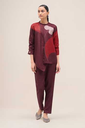Ampm Falak Rose Silk Shirt & Pant Set