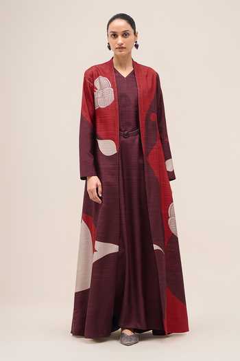 Ampm Naaz Rose Silk Jacket Set
