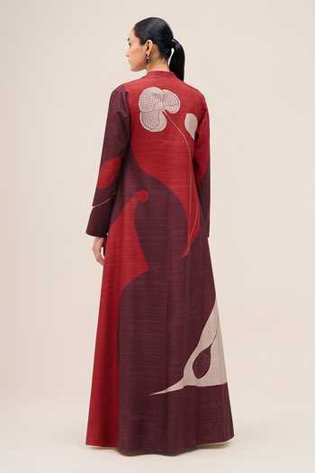 Ampm Naaz Rose Silk Jacket Set