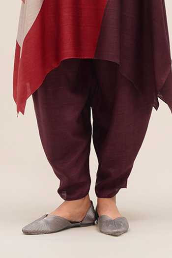 Buy Ampm Burgundy Silk Collared Neck, Yes Zoha Printed Tunic And Dhoti Pant Set Online at Aza Fashions Buy_Ampm_Burgundy Silk Collared Neck, Yes Zoha Printed Tunic And Dhoti Pant Set _Online_at_Aza_Fashions