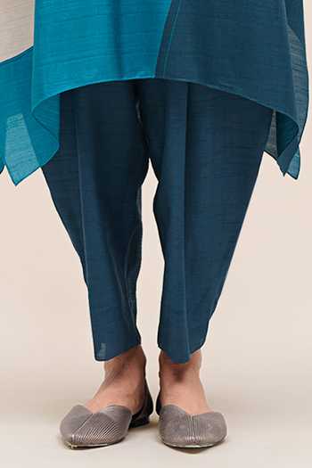 Shop Ampm Blue Silk Collared Neck Zoha Printed Tunic And Dhoti Pant Set Shop_Ampm_Blue Silk Collared Neck Zoha Printed Tunic And Dhoti Pant Set