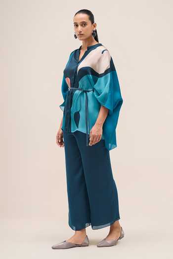 Buy Ampm Blue Organza, Satin Miya Kaftan Shirt Set Online at Aza Fashions Buy_Ampm_Blue Organza, Satin Miya Kaftan Shirt Set _Online_at_Aza_Fashions