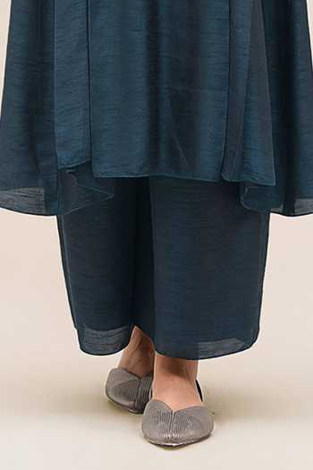Ampm Blue Chanderi High Neck Safira Kurta Set Online at Aza Fashions Ampm_Blue Chanderi High Neck Safira Kurta Set _Online_at_Aza_Fashions