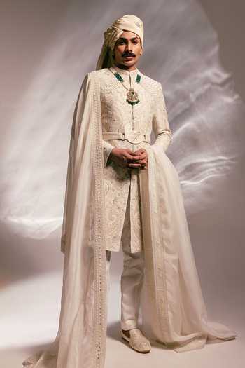 Paarsh The Ivory Worli Embroidered Sherwani Set 