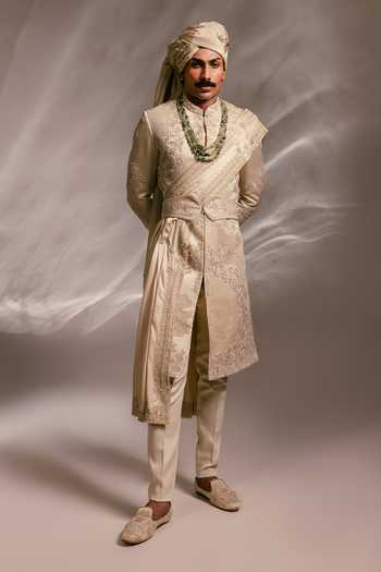 Paarsh The Valli Heritage Zardozi Sherwani Set with Dupatta 