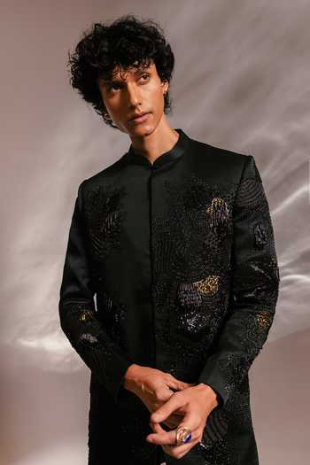 Paarsh Reuben Mens Crystal Embellished Achkan & Pant Set 