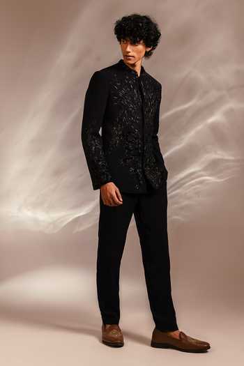 Paarsh_Blue Suiting Alric Abstract Embroidered Coat And Pant Set _Online_at_Aza_Fashions