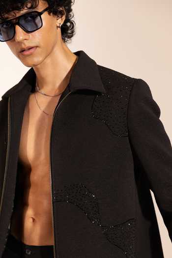 Paarsh Black Suiting The Predator Embroidered Jacket Online at Aza Fashions Paarsh_Black Suiting The Predator Embroidered Jacket _Online_at_Aza_Fashions