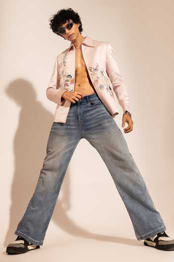 Paarsh Courtly Charm Embroidered Jacket With Zip Closure Broad Collar 