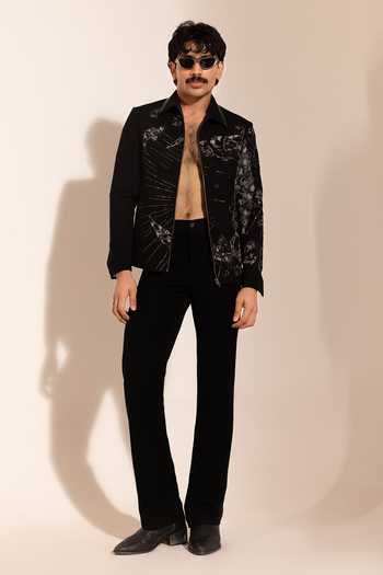 Paarsh_Black Nocturne Crescent Embellished Jacket _Online_at_Aza_Fashions