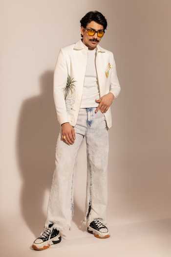 Paarsh_Multi Color Linen Sundowner Embellished Jacket _Online_at_Aza_Fashions