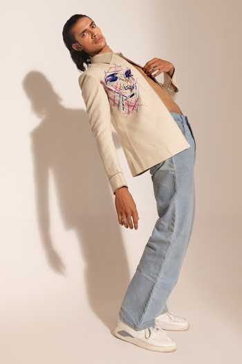 Paarsh_Beige Persona Embroidered Jacket _Online_at_Aza_Fashions
