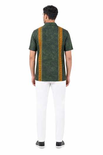 Raw & Rustic By Niti Bothra Linear Cuban Collar Shirt 