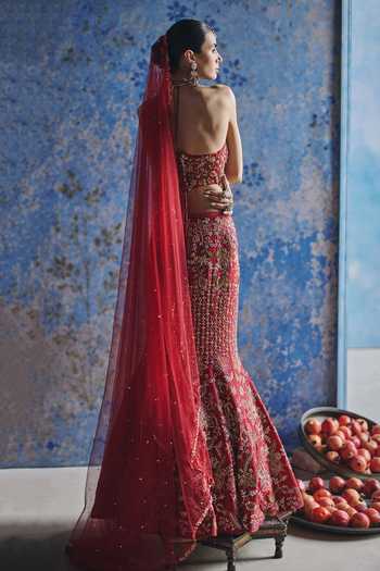 Show Shaa Surkh Fish Cut Lehenga Set 