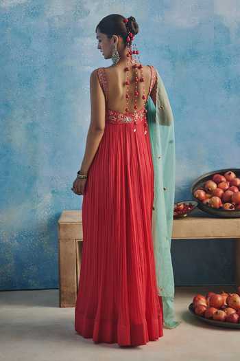 Show Shaa Firoza Anarkali With Contrast Dupatta 