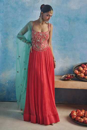 Show Shaa Firoza Anarkali With Contrast Dupatta 