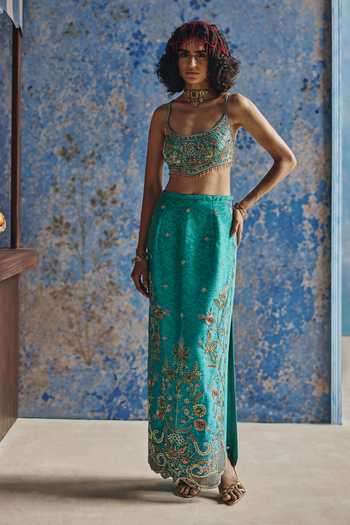 Show Shaa Neel Printed Crop Top & Straight Skirt Set 